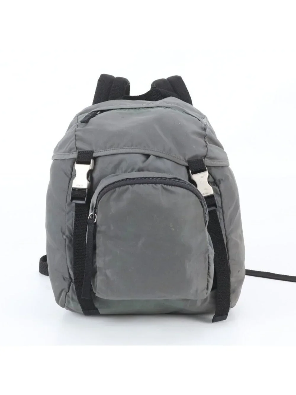 Prada White Tessuto Nylon Triangle Logo Backpack